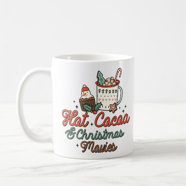 Warme Kakao und Weihnachtsfilme Retro Kaffeetasse (Links)