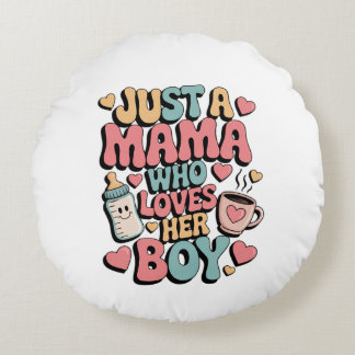 Warme Liebe für Sie"Retro Muttertags-T-Shirt Cute  Rundes Kissen