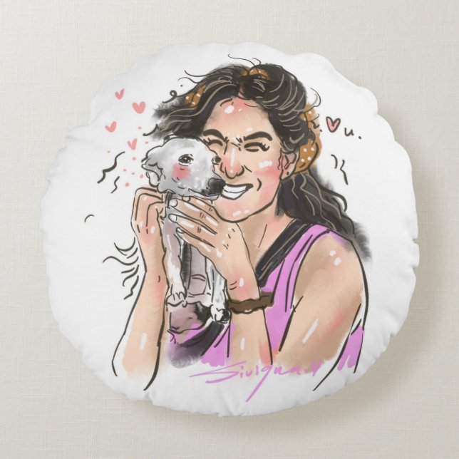Warme Liebe Rund Throw Kissen - Eigene Haustiere u (Vorderseite)