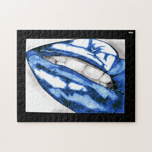 Warme Lippen (blau) Puzzle (Horizontal)