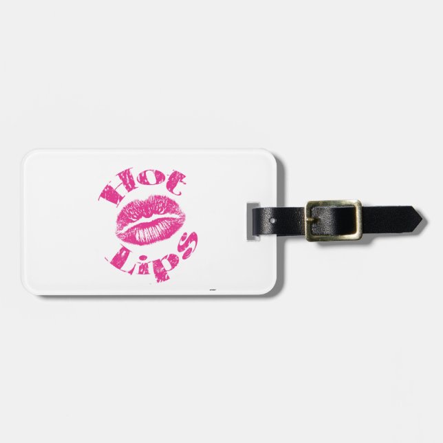 Warme Lippen! Rosa Lippen Gepäckanhänger (Vorderseite horizontal)