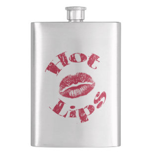 Warme Lippen, rote Lippen Flachmann
