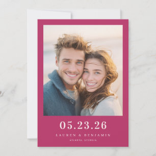 Warme Magenta Minimalistische Porträtaufnahme Save The Date