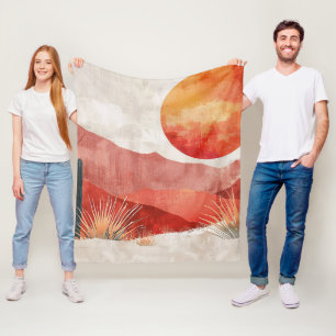 Warme Minimalistisch - Abstrakte Landschaft der Bo Fleecedecke