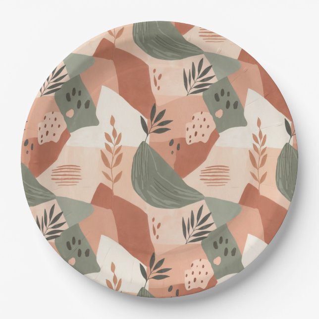 Warme moderne abstrakte Design-Papierplatte Pappteller (Vorderseite)