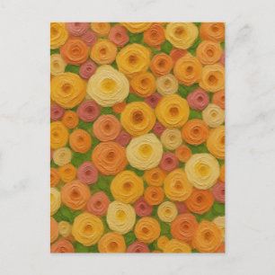 Warme nahtlose Herbst-Blumenmuster-Ölgemälde A Postkarte