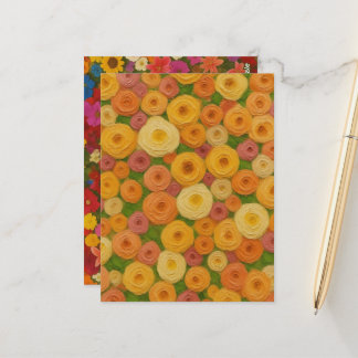 Warme nahtlose Herbst-Blumenmuster-Ölgemälde A Postkarte