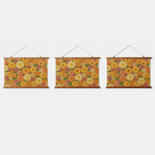 Warme nahtlose Herbst-Blumenmuster-Ölgemälde A Wandteppich Mit Holzrahmen