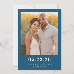 Warme Navy Elegante Foto Save The Date