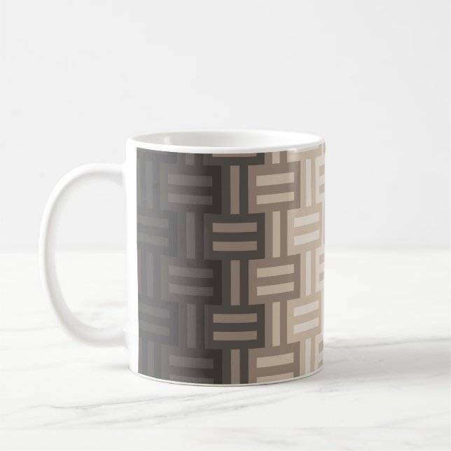 Warme Neutrale Farbtöne Quilt-Muster Kaffeetasse (Links)