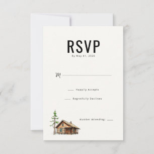 Warme neutrale Hüttenillustration RSVP Karte