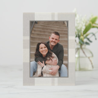 Warme neutrale Karierte Save the Date Hochzeitsein Feiertagskarte