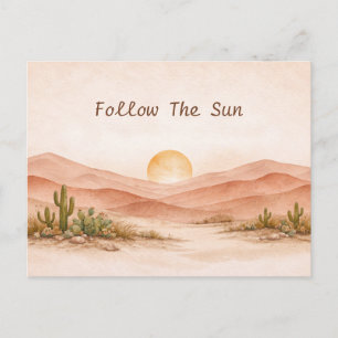 Warme neutrale Wasserfarben-Wüsten-Sonnenuntergang Postkarte