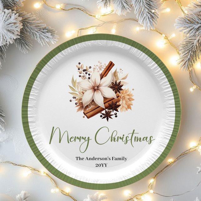 Warme neutrale Weihnachts-Teller mit personalisier Pappteller (Warm Neutral Christmas Personalized Family Plates)