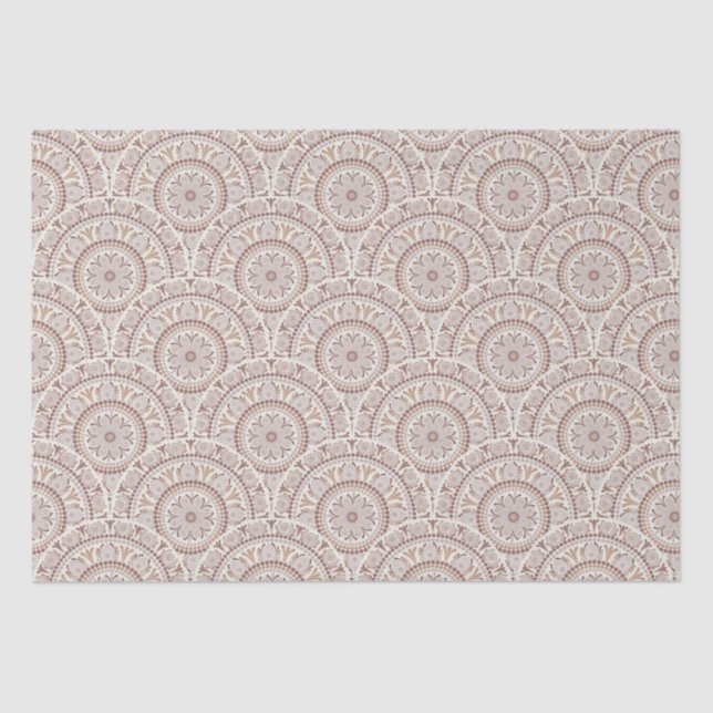 Warme Neutrals Cafe Ombre Dot Mandala Art Deco Seidenpapier (Vorderseite)