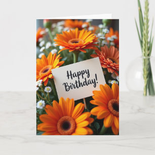 Warme Orange Daisy Geburtstagskarte Karte