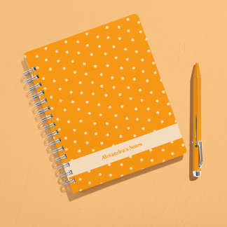 Warme Orange Ditsy-Blumen-Punkte Personalisiert Notizbuch