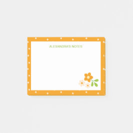 Warme Orange Ditsy-Blumen-Punkte Personalisiert Post-it Klebezettel