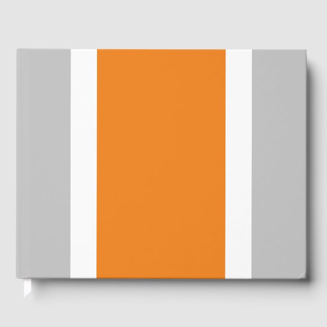 Warme, orange weiße Streifen auf hellgrau Gästebuch (Vorderseite)