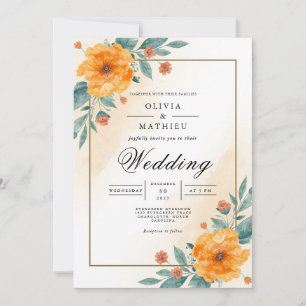 Warme Orangefarbene Arche Hochzeit Einladung