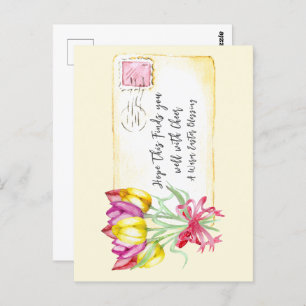 Warme Ostern Segen Tulips   Postkarte