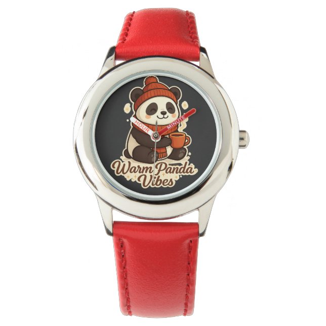 warme Panda-Vibes  Armbanduhr (Vorderseite)