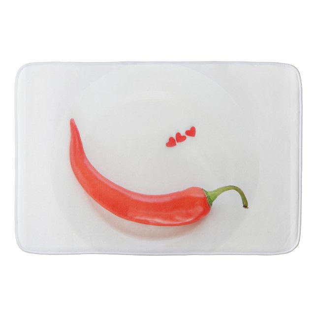 Warme Paprika Weißrot Badematte (Vorderseite)