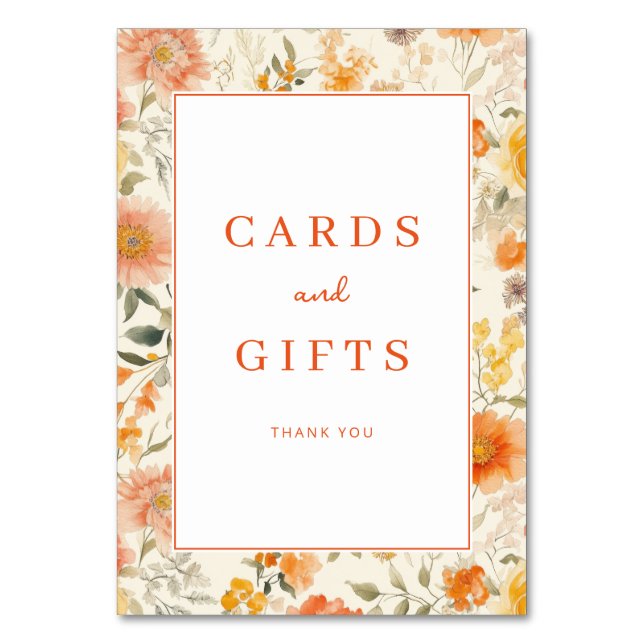 Warme Pfirsich-Blumen Botanik Tischnummer (Vorderseite)