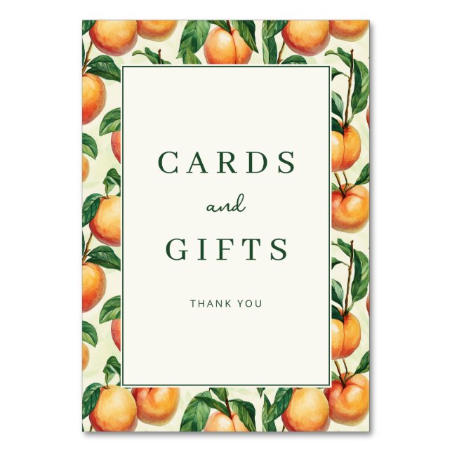 Warme Pfirsich-Illustrationsumrandung Tischnummer (Vorderseite)