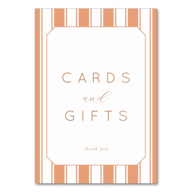 Warme Pfirsich-Minimalismus-Dankeskarten Tischnummer (Vorderseite)