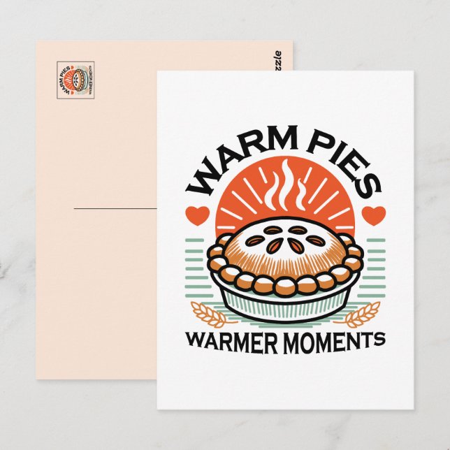 Warme Pies Warmer Momente - Gemütliche Herbstgesta Postkarte (Vorne/Hinten)