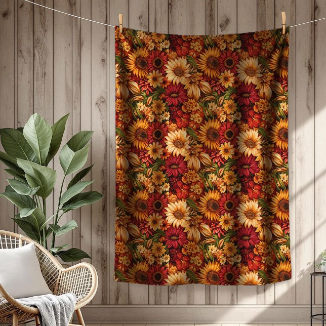 Warme Pumpkin & Blanket Klassischer Fall Look Fleecedecke (Warm Pumpkin & Floral Blanket Classic Fall Look)