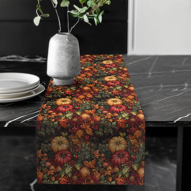 Warme Pumpkins und blumenklassische Fall Look Deko Großer Tischläufer (Warm Pumpkins & Floral Classic Fall Look Decor Long Table Runner)