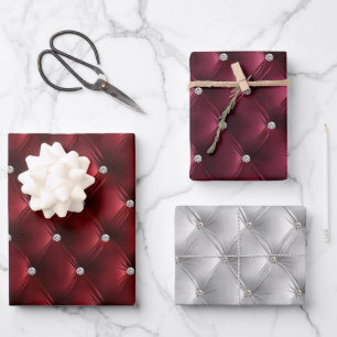 Warme Red Burgundy Imitats Velvet Geschenkpapier Set