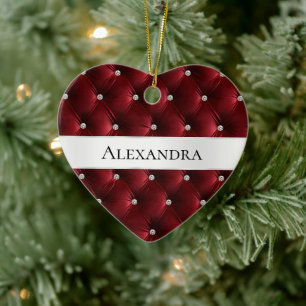 Warme Red Luxury Imitats Samt Weihnachten Keramik Ornament