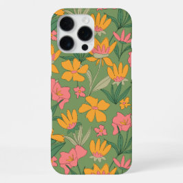 Warme Retro-Blumen-Nahtlos-Muster iPhone 16 Pro Max Hülle