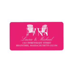 Warme rosa Adirondack-Stühle Anschrift Adressaufkleber