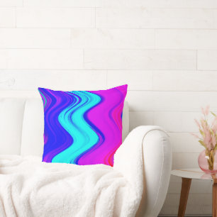Warme rosa, Aquamarine und blaue Farbstreifen. Kissen
