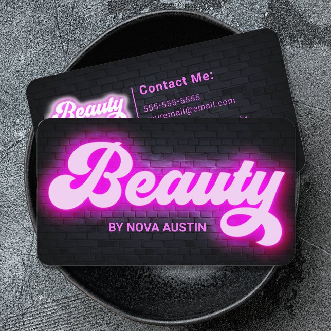 Warme rosa Glam Beauty Salon Frisör QR Code Visitenkarte (Von Creator hochgeladen)