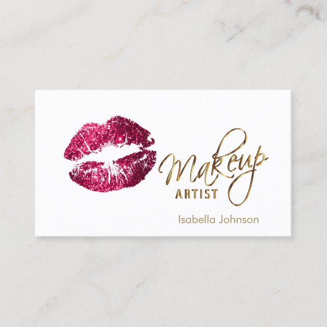 Warme Rosa Glitzer Lippen 💋 Ernennung Terminkarte (Vorderseite)