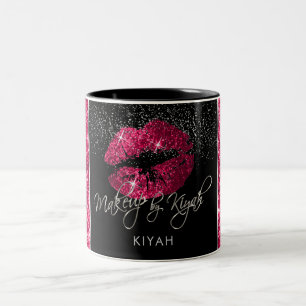 Warme Rosa Glitzer Lippen für Makeup Artist Zweifarbige Tasse