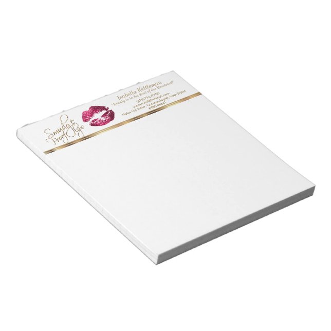 Warme Rosa Glitzer Lippen Notizblock (angewinkelt)