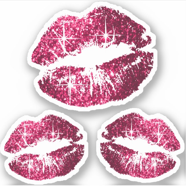 Warme Rosa Glitzer Lips - Kiss-Cut Aufkleber (Vorderseite)