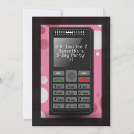 Warme rosa Handy Teen Geburtstagsparty Einladung