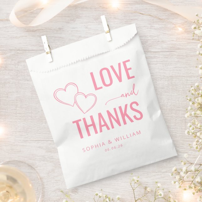 Warme rosa Herzen und Danke Geschenktütchen (Ausgeschnitten)