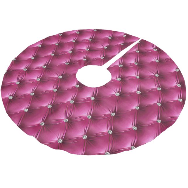 Warme rosa Imitate Velvet Polyester Weihnachtsbaumdecke (Schrägansicht)
