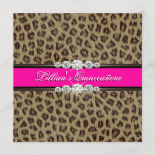 Warme Rosa Leopard Quinceanera Einladung
