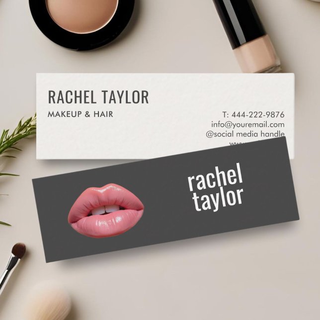 Warme rosa Lippen | Charcoal Makeup Business Card Mini Visitenkarte (Von Creator hochgeladen)