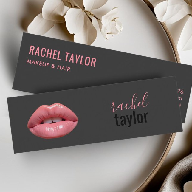 Warme rosa Lippen | Charcoal Makeup Business Card Mini Visitenkarte (Von Creator hochgeladen)
