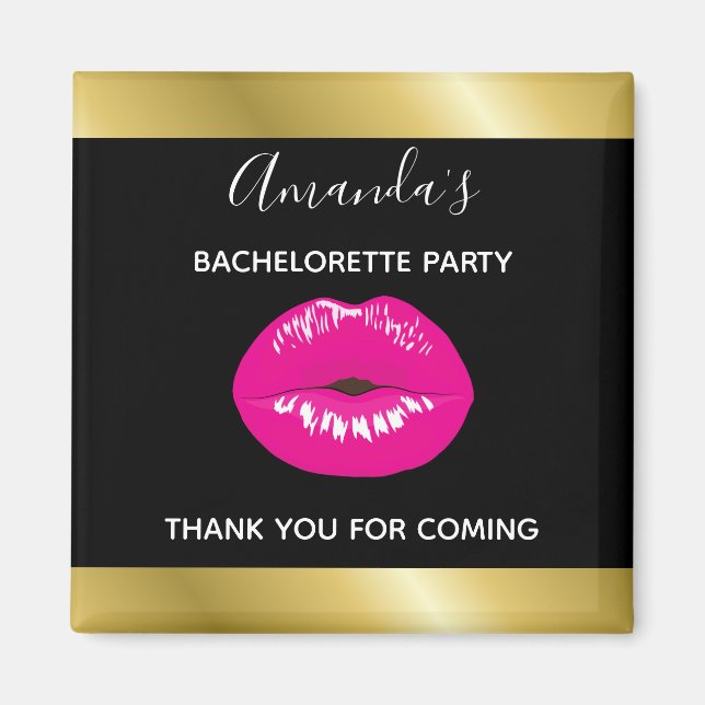 Warme Rosa Lippen Glamour Illustration Bachelorett Magnet (Vorne)